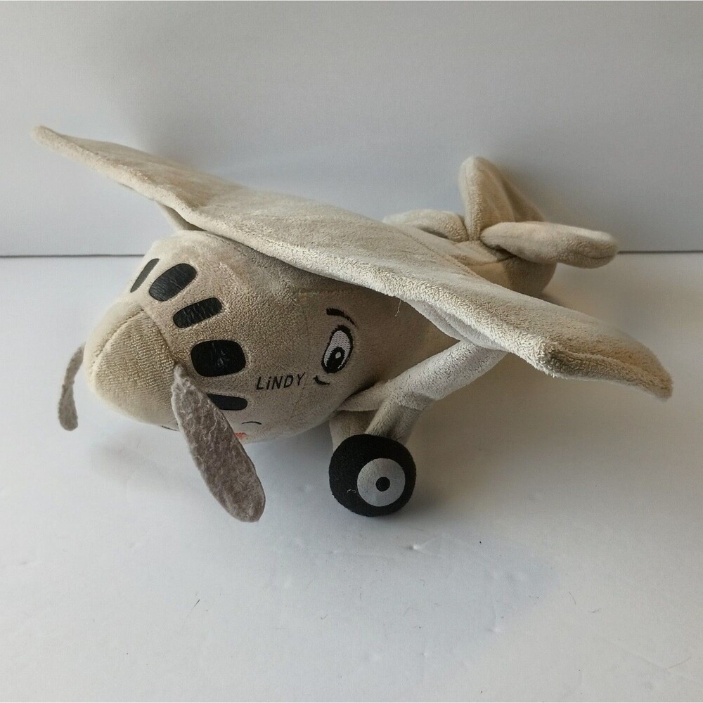 Fantasy of Flight Lindy Spirit of St Louis Grey Plush Airplane Toy Souvenir 14in
